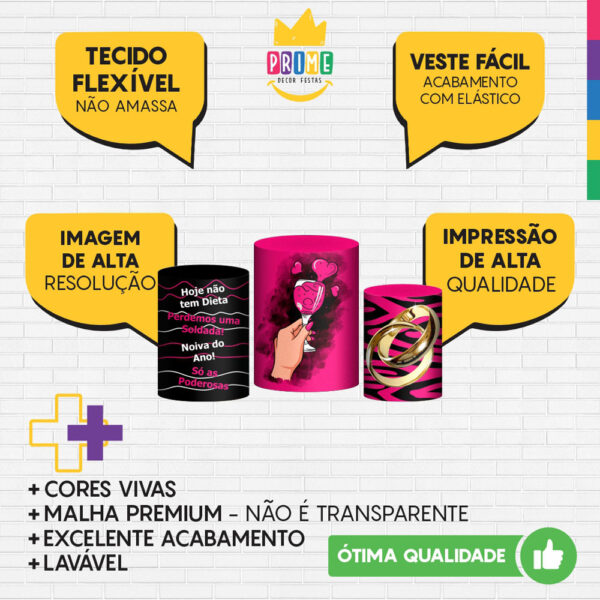 Trio Capa Cilindro Despedida de Solteira 3d Em Tecido Com Elástico - Image 3