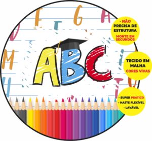 Painel Redondo 3D ABC Abre Fácil Em Tecido
