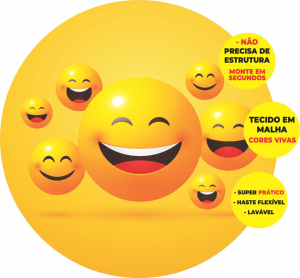 Painel Redondo 3D Emoji Abre Fácil Em Tecido