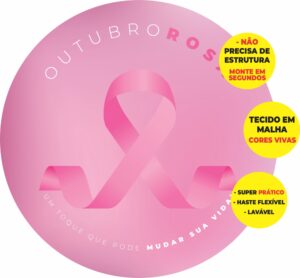 Painel Redondo 3D Outubro Rosa Abre Fácil Em Tecido