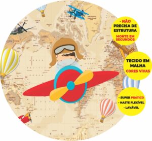 Painel Redondo 3D Aviador Abre Fácil Em Tecido