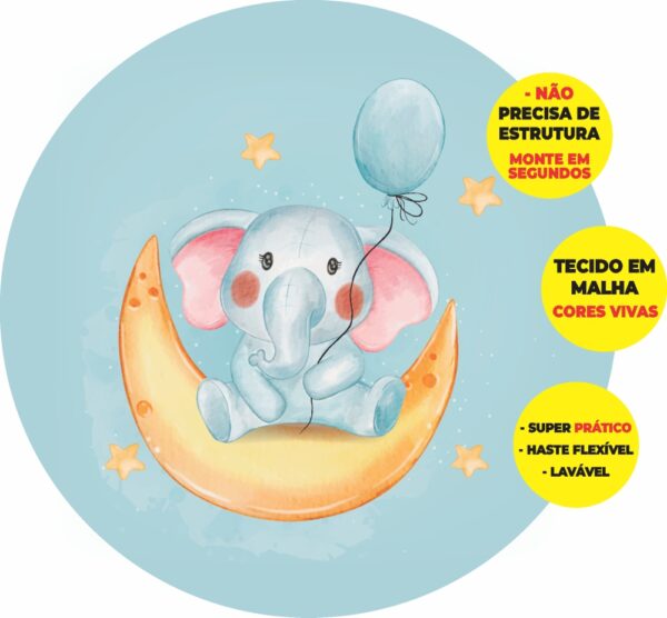 Painel Redondo 3D Balão Aquarela Abre Fácil Em Tecido