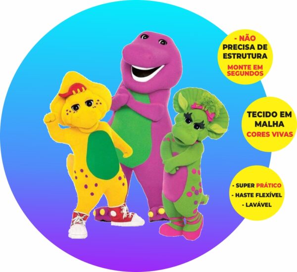 Painel Redondo 3D Barney Abre Fácil Em Tecido