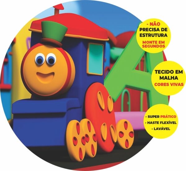 Painel Redondo 3D Bob O Trem Abre Fácil Em Tecido