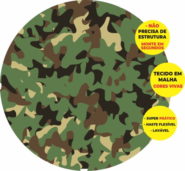 Painel Redondo 3D Camuflagem Abre Fácil Em Tecido