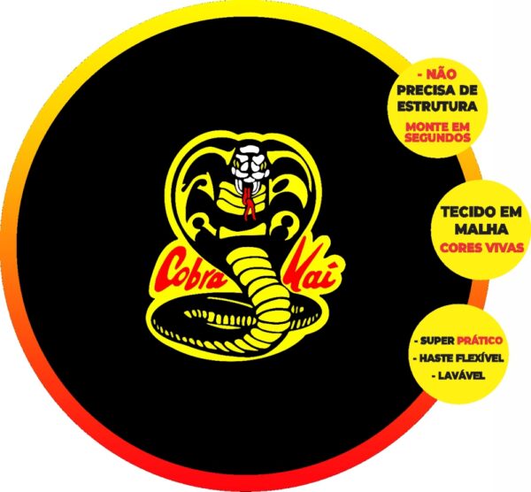 Painel Redondo 3D Cobra Kai Abre Fácil Em Tecido