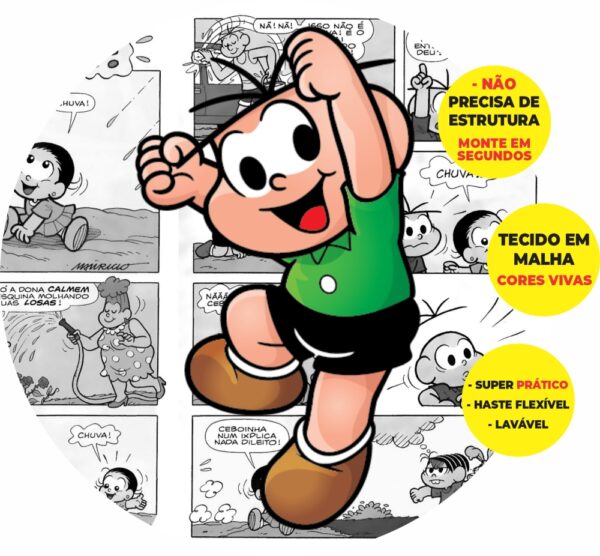 Painel Redondo 3D Cebolinha Abre Fácil Em Tecido