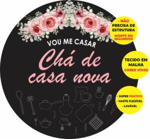 Painel Redondo 3D Chá De Casa Nova Abre Fácil Em Tecido