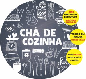 Painel Redondo 3D Chá De Cozinha Abre Fácil Em Tecido