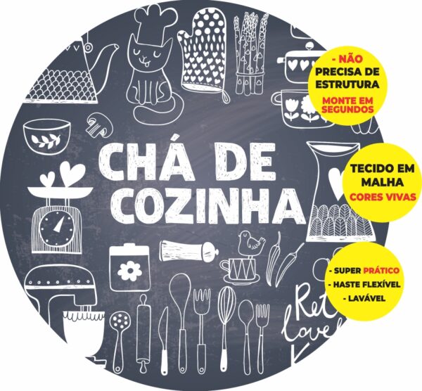 Painel Redondo 3D Chá De Cozinha Abre Fácil Em Tecido