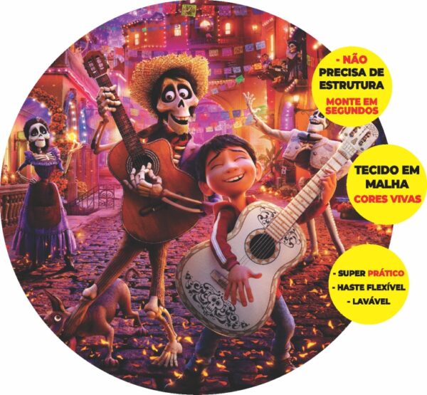 Painel Redondo 3D Viva  A Vida É Uma Festa Abre Fácil Em Tecido