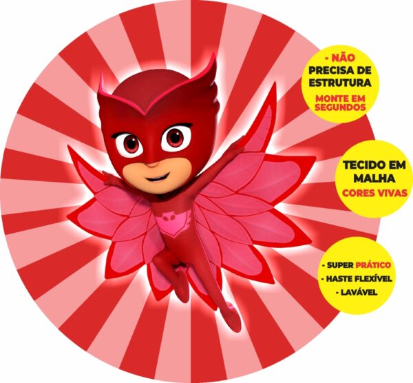 Painel Redondo 3D Corujita Pj Masks Abre Fácil Em Tecido