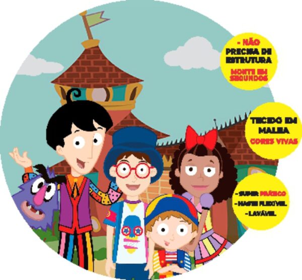 Painel Redondo 3D Castelo Ra Timbuml Abre Fácil Em Tecido