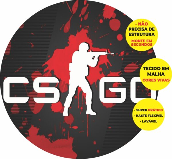 Painel Redondo 3D Csgo Abre Fácil Em Tecido