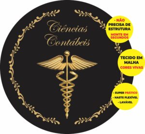 Painel Redondo 3D Ciências Contabeis Abre Fácil Em Tecido
