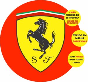 Painel Redondo 3D Ferrari Abre Fácil Em Tecido