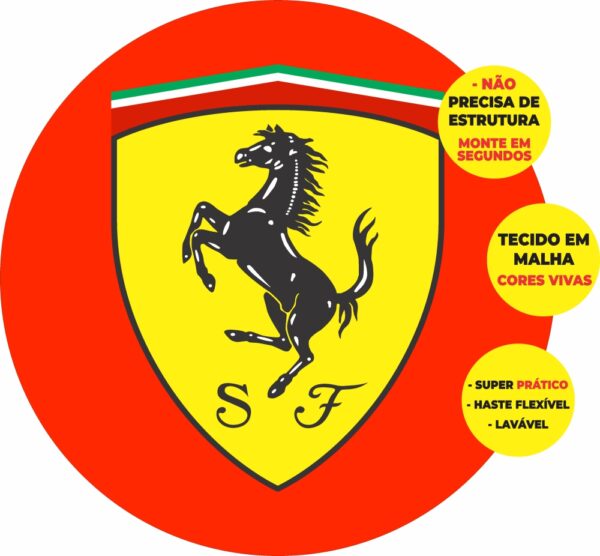 Painel Redondo 3D Ferrari Abre Fácil Em Tecido