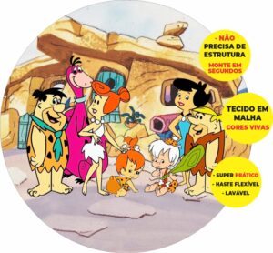 Painel Redondo 3D Flintstones Abre Fácil Em Tecido