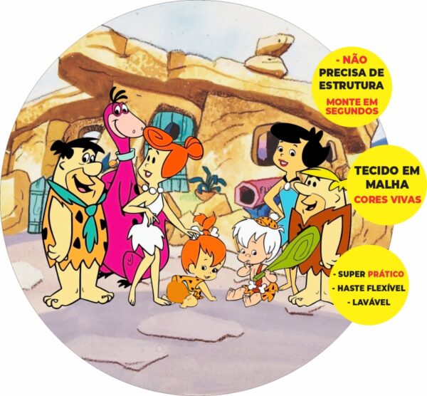 Painel Redondo 3D Flintstones Abre Fácil Em Tecido