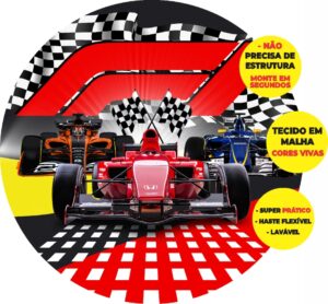 Painel Redondo 3D Formula 1 Abre Fácil Em Tecido