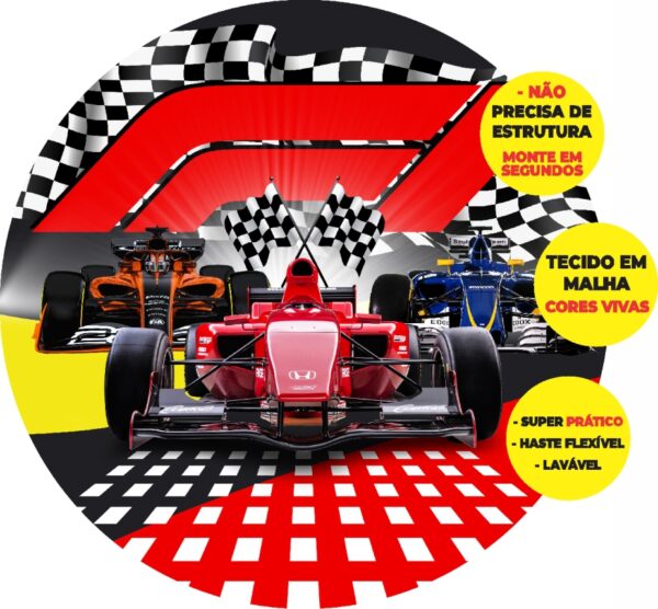 Painel Redondo 3D Formula 1 Abre Fácil Em Tecido