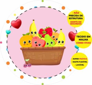 Painel Redondo 3D Frutinhas Abre Fácil Em Tecido