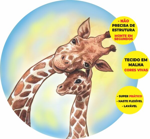 Painel Redondo 3D Girafa Abre Fácil Em Tecido