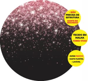 Painel Redondo 3D Glitter Abre Fácil Em Tecido