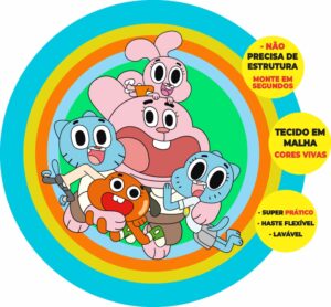 Painel Redondo 3D Gumball Abre Fácil Em Tecido