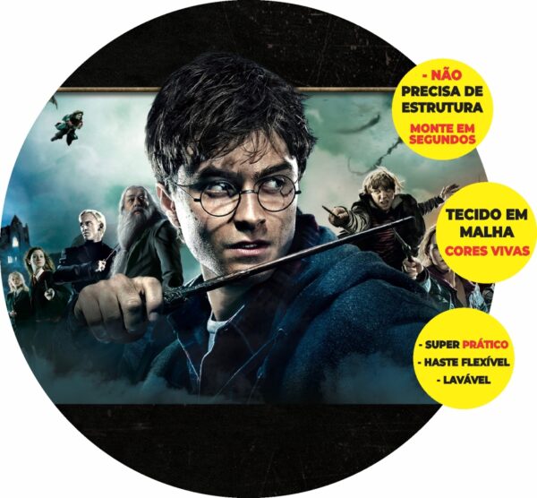 Painel Redondo 3D Harry Potter Abre Fácil Em Tecido