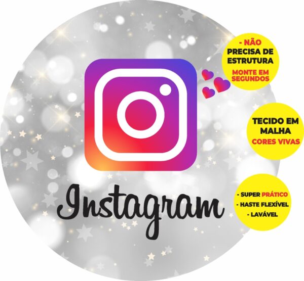 Painel Redondo 3D Instagram Abre Fácil Em Tecido