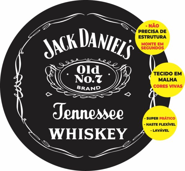 Painel Redondo 3D Jack Daniels Abre Fácil Em Tecido