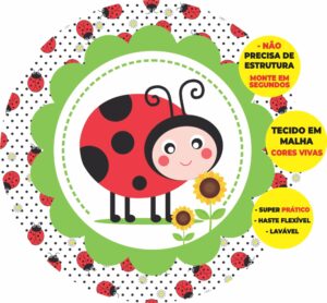 Painel Redondo 3D Joaninha Abre Fácil Em Tecido