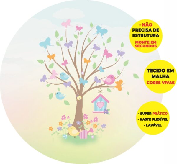 Painel Redondo 3D Jardim Encantado Candy Abre Fácil Em Tecido