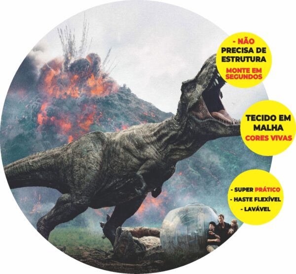 Painel Redondo 3D Jurassic Word Abre Fácil Em Tecido