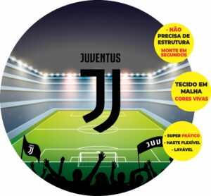 Painel Redondo 3D Juventus Abre Fácil Em Tecido