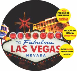 Painel Redondo 3D Las Vegas Abre Fácil Em Tecido