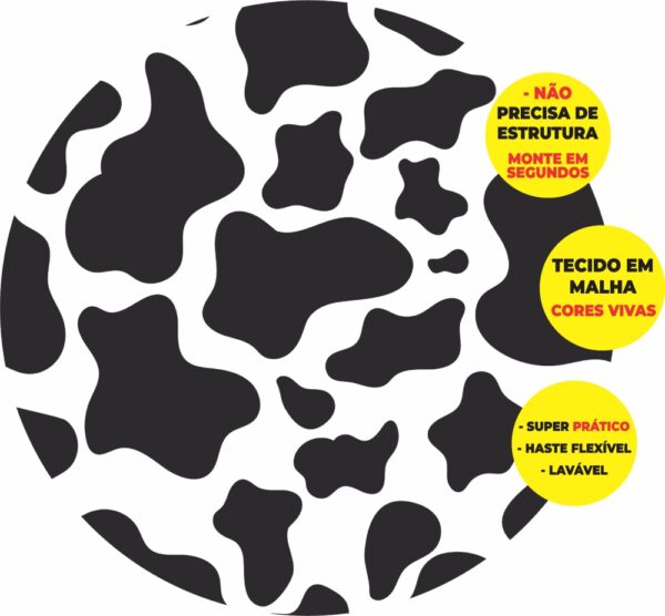 Painel Redondo 3D Malha Vaquinha Abre Fácil Em Tecido