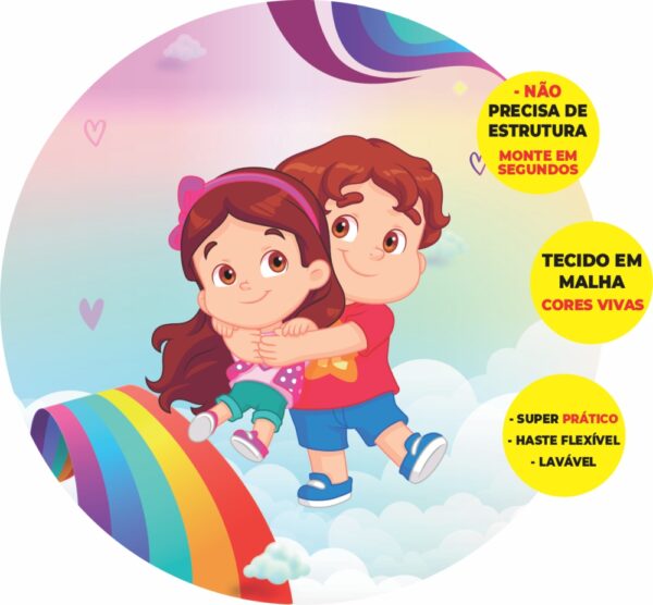 Painel Redondo 3D Maria Clara E Jp Abre Fácil Em Tecido
