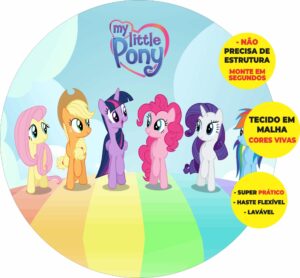 Painel Redondo 3D My Little Pony Abre Fácil Em Tecido