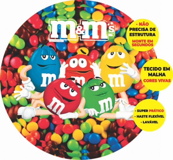 Painel Redondo 3D M & M Abre Fácil Em Tecido