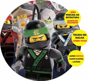 Painel Redondo 3D Ninjago Abre Fácil Em Tecido