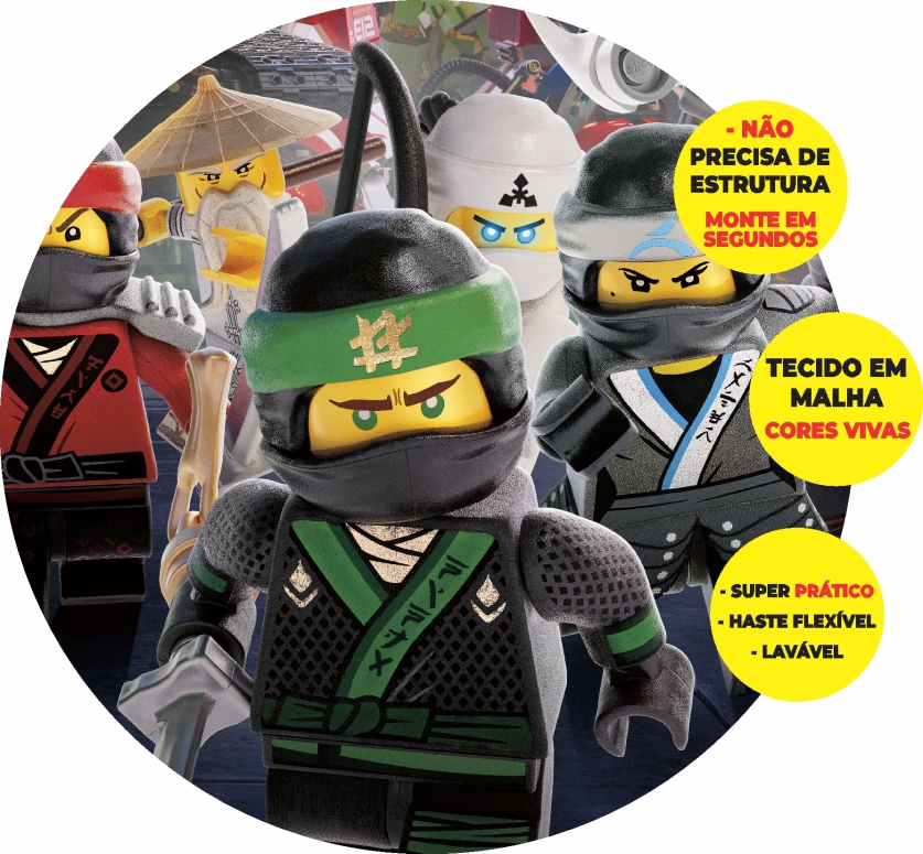 Painel Redondo 3D Ninjago Abre Fácil Em Tecido