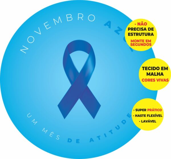 Painel Redondo 3D Novembro Azul Abre Fácil Em Tecido