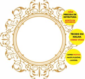 Painel Redondo 3D Ouro Espelho Abre Fácil Em Tecido