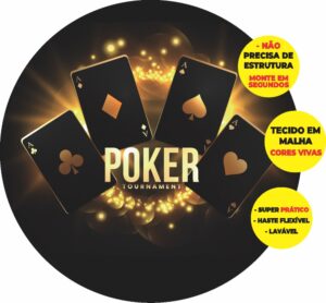Painel Redondo 3D Poker Abre Fácil Em Tecido