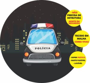 Painel Redondo 3D Policia Abre Fácil Em Tecido