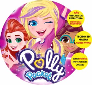 Painel Redondo 3D Polly Pockt Abre Fácil Em Tecido