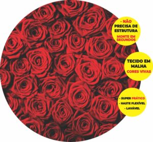 Painel Redondo 3D Rosas Vermelhas Abre Fácil Em Tecido