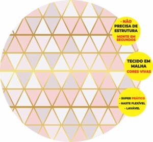 Painel Redondo 3D Rose Gold Abre Fácil Em Tecido